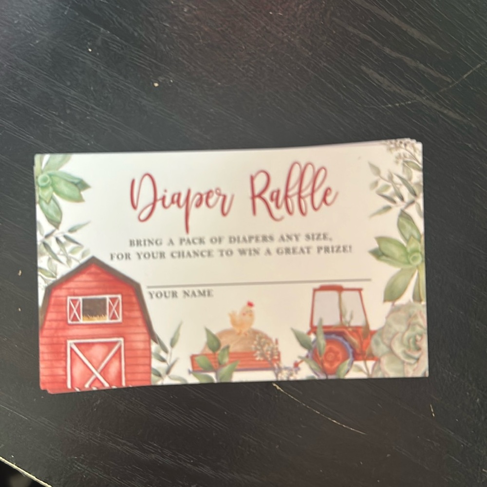 Diaper raffle cards- farm theme